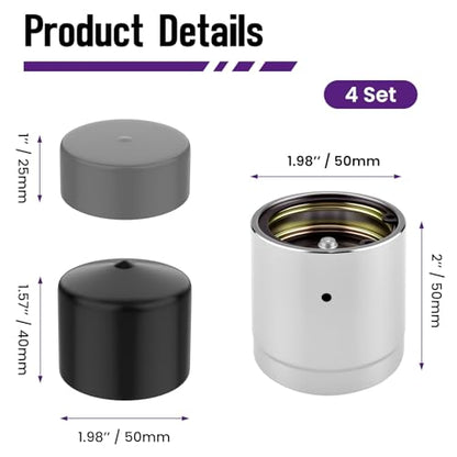 4 Pack 1.98" Trailer Bearing Protectors with Dust Cap & Rubber Covers - size: 4 Pack - 1.98 Inch