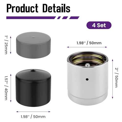 4 Pack 1.98" Trailer Bearing Protectors with Dust Cap & Rubber Covers - size: 4 Pack - 1.98 Inch