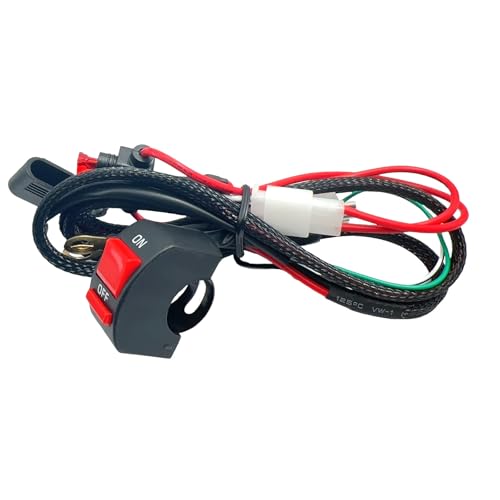 Motorcycle 1 Lead LED Lights Wiring Harness with Handlebar Switch 10A Fuse Kit Compatible with ATV Dirt Bike Ebike Scooters Auxiliary Driving Fog Lights