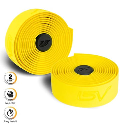 BV EVA Road Bike Handlebar Tapes, Bicycle Bar Tape, Cycling Handle Wraps – 2 Rolls - color: Yellow