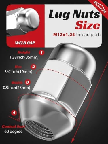 OTUAYAUTO M12x1.25 Lug Nuts, Replacement for Nissan Rogue Altima Maxima - color: Silver, size: M12x1.25