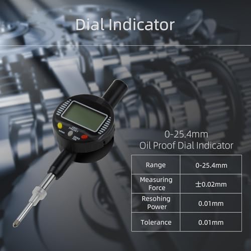 Digital Dial Gauge,with A Range of 25.4mm,Dlectrical Digital Indicator Accuracy of 0.01mm/0.0005 "Metric and Imperial Measure Tool Electronic Dial Gauge for 3D Printing,CNC Machine and Auto Repair - size: 1 in/0.01