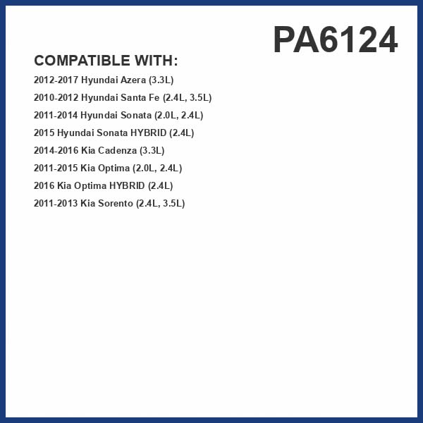 PG PA6124 Engine Air Filter | Fits 2011-2015 Hyundai Sonata 2.4L; 2011-2014 Sonata 2.0L; 2012-2017 Azera 3.3L; 2014-2016 Kia Cadenza 3.3L - size: Premium Guard