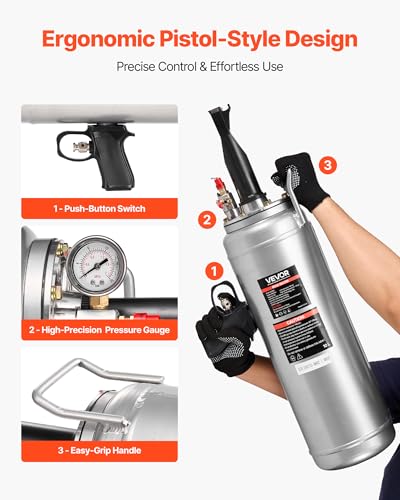 VEVOR Portable Tire Bead Seater, 2.6 Gal/10 L Air Bead Blaster, Handheld Tire Inflator Tool, 87-116 PSI Operating Pressure, Trigger Seating Inflator for Car, Compact SUV, Light Truck, E-Bike, RV, ATV - size: 2.6 Gal/10 L