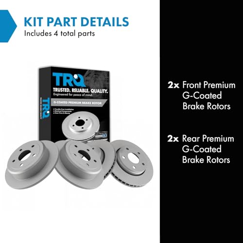 TRQ Front and Rear Brake Rotors Set Premium G-Coated - style: BRA15439