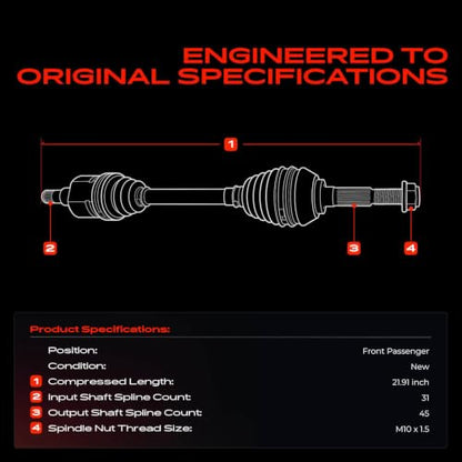A-Premium Front Right Passenger Side CV Axle Shaft Assembly - style: Front Passenger Side