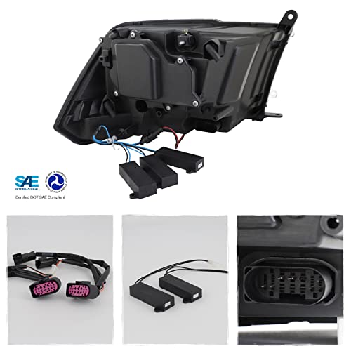 AKKON - [FULL LED High/Low For 09-18 Dodge Ram 1500 2500 3500 Triple Projector Black Headlights w/Sequential Turn Signal - color: Triple Projector Black Housings