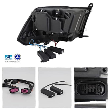 AKKON - [FULL LED High/Low For 09-18 Dodge Ram 1500 2500 3500 Triple Projector Black Headlights w/Sequential Turn Signal - color: Triple Projector Black Housings