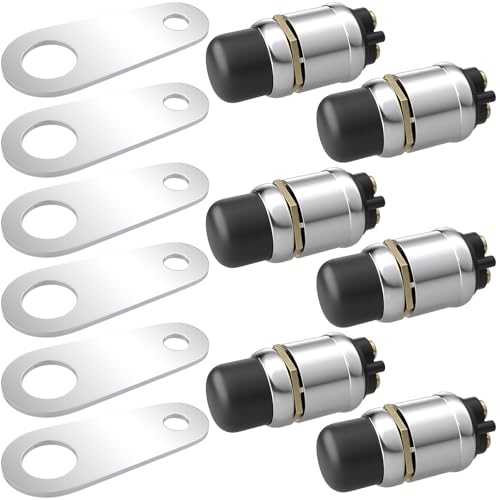 BFXM 6 PCS Push Button Starter Switch, 12V 50A Momentary Push Button Switch - color: black-6