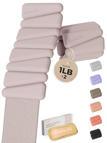 Pilates Wrist & Ankle Weights | Adjustable Weighted Bangles | 1/2/3LB Each - color: Beige, size: 1 LB