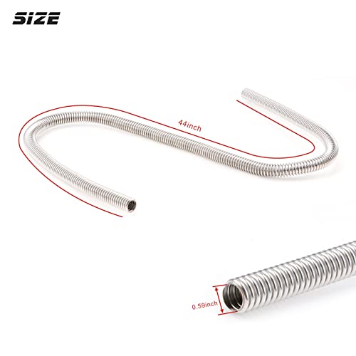 44" Flexible Heater Hose Kit - Stainless Steel Universal Heater Hoses Fits 5/8" & 3/4" Necks, 2 Hoses (4 Chrome Caps, Silver) - color: Silver, size: 44 Inch