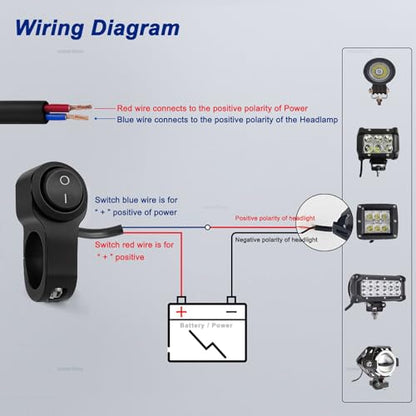 Motorcycle Handlebar Switch ATV Light Switch Waterproof Aluminum Alloy Toggle Switch for Motorcycle Light Bike Light Spotlight 7/8"(22MM) 1 Pcs