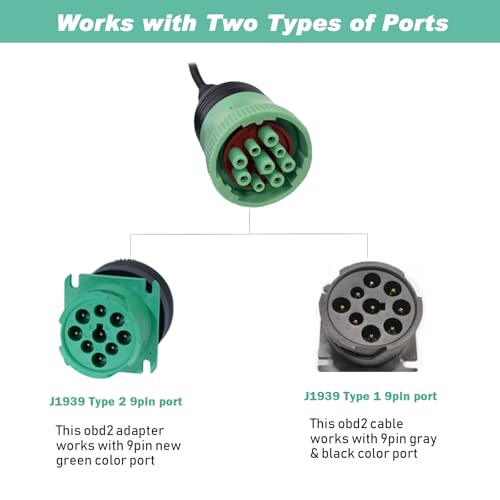 9 Pin to 16 Pin OBD2 Adapter Cable for Heavy Duty Trucks - style: J1939 9pin