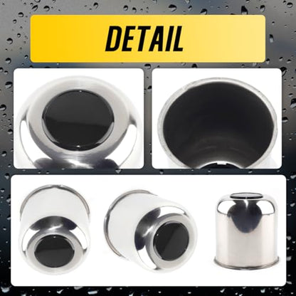 2Pcs 4.25" Stainless Trailer Wheel Center Caps, 4.29" H Chrome - color: Chrome+Gloss Black Top Cover, size: 4.25" Hub 4.29"H