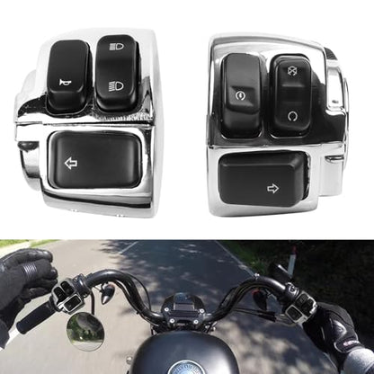 BHB Motorcycle 1" Handlebar Switches Control and Wiring Harness Compatible with Harley Softail 1996-2012 Dyna Sportster V-Rod (Silver) - color: Silver