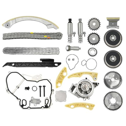 2.4 Ecotec Timing Chain Kit Water Pump VCT Solenoid Actuator Gear Compatible with 2009-2017 Chevy Equinox Malibu Cobalt Impala HHR, GMC Terrain, Buick Lacrosse Regal Verano 2.2L 2.4L Replace 9-4201S - size: 9-4201S w/Water Pump