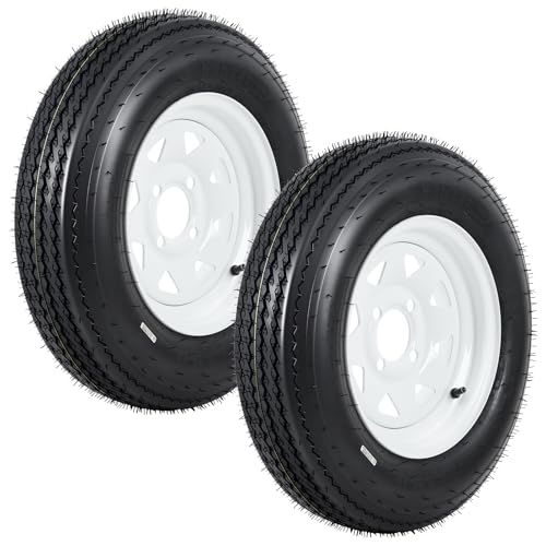 GarveeTech 5.30-12 Trailer Tire and Wheel Assembly, 4 Lug, Set of 2 - size: 5.30-12, style: 4 Lug