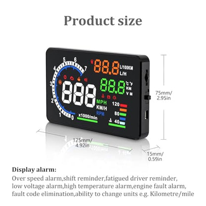 wiiyii Heads Up Display for Cars,Digital Speedometer fos Car,Car HUD A8