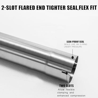 4 Inch Exhaust Pipe, T304 Stainless Steel (SS Tubo), Flared Slotted, Polished Finish, Tailpipe 17.3" L, 4" OD to ID Adapter, Straight Tubing,Universal - size: QK4"-17.3"