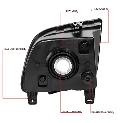 DNA MOTORING Smoke Lens Headlights Replacement Compatible with 05-09 Mustang, Smoke/Clear, HL-OH-FM05-SM-CL1 - color: Smoked clear