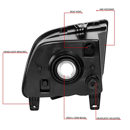 DNA MOTORING Smoke Lens Headlights Replacement Compatible with 05-09 Mustang, Smoke/Clear, HL-OH-FM05-SM-CL1 - color: Smoked clear