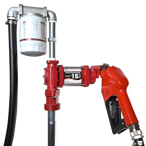 FMCNMech 12V Fuel Transfer Pump Kit, 15 GPM with Auto Shut-Off Nozzle - color: 15 GPM Gas & Diesel Pump