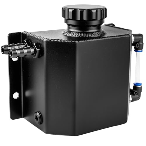 Aluminum Coolant Overflow Tank, 1L Black Expansion Reservoir | Aluminum alloy 1L black coolant tank, fits cars & motorcycles, efficient heat dissipation, stable cooling temps
