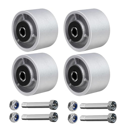 3" x 2" Industrial Casters, Steel Cast Iron Wheel - Heavy Duty Caster -Set of 4 Caster with 3200 lbs Capacity, Roller Bearing-1/2 Bore, Replacement Wheel for Platform Trucks(4 Pack) - style: 3"×2"