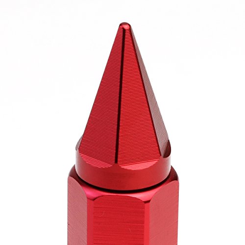 Auto Dynasty M12 x 1.5 Open/Closed End Design 20-Piece Aluminum Alloy Wheel Lug Nuts +1 X Deep Drive Extension (Red) - color: Red