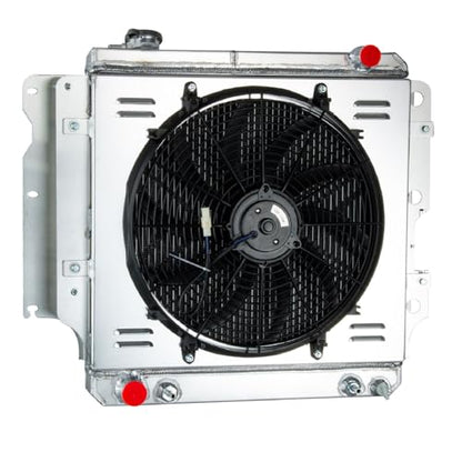 Radiator Shroud 16" Fans for Jeep Wrangler TJ YJ 1987-06 2.4L/2.5L L4 4.0L/4.2L L6 GAS Aluminum Radiators 87 1988 1989 1991 1990 1995 2000 2001 2003 2005 2006 3 Row Core Aluminum Radiator