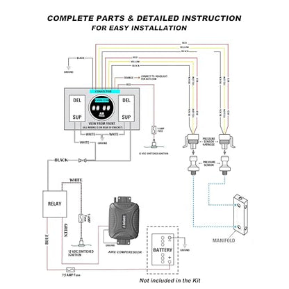 On Board Air Compressor System Air Pump System with Digital Dual Path Air Gauge Paddle Valve Gauge Air Line T Fittings for Trucks Vans