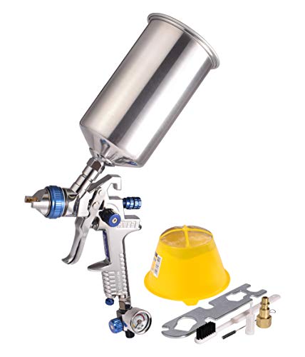 Dynastus 1 Quart HVLP Gravity Feed Air Spray Gun, 2.5mm Nozzle, with Filter and Air Regulator