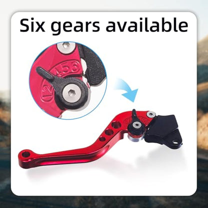 Short Brake Clutch Levers,Aluminum Alloy Motorcycle Brake Handle Levers Red