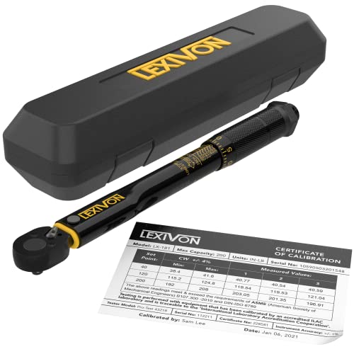 LEXIVON Inch Pound Torque Wrench 1/4-Inch Drive | 20~200 in-lb/2.26~22.6 Nm (LX-181) - size: 1/4"DR. 20~200 IN-LB