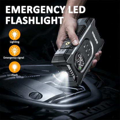 7000A Portable Car Battery Jump Starter with Air Compressor 150PSI - color: Silver