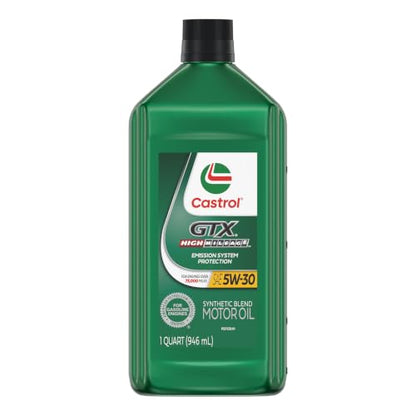 Castrol GTX High Mileage 5W-30 Synthetic Blend Motor Oil, 1 Qt, Pack of 6 - size: 1 Quart, Pack of 6