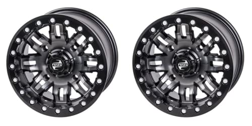 (2 Pack) 4/156 Tusk Teton Beadlock Wheel 15x10 5.0 + 5.0 Gun Metal/Black For POLARIS RZR XP Turbo S Velocity 2019-2021
