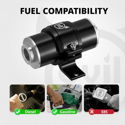 EVIL ENERGY Inline Fuel Filter 100 Micron with 6AN 8AN 10AN Adapter&Bracket Clamp 50MM Universal