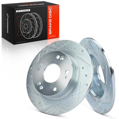 A-Premium 10.24 inch (260mm) Rear Drilled and Slotted Disc Brake Rotors - style: Rear Drilled and Slotted