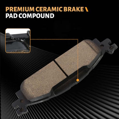 D1508 Front Ceramic Brake Pads Kit Fit For Ford Flex 2009-2019, For Taurus 2010-2019, For Lincoln MKT 2010-2019, For MKS 2011-2012, For Ford Explorer 2011-2019 - style: HZ1508