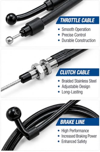 16 Inches Ape Hanger Black Stainless Handlebar Cable Kit Brake Line Clutch Cable Electronic Throttle CAN-Bus Wiring Harness Compatible with 2000-2006 H-D Touring No Cruise - size: 16 Inches
