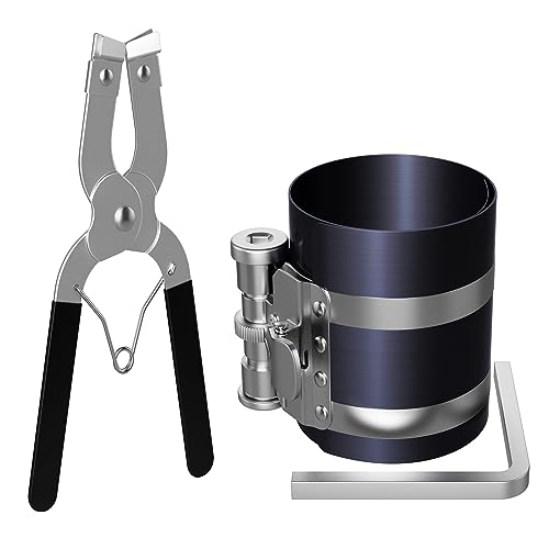 Moker Piston Ring Compressor Tool Kit 2-1/8 to 7 Inch 53mm-175mm with Plier