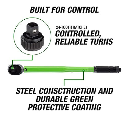 OEMTOOLS 25689 1/2 Inch Drive Click-Style Torque Wrench, 10-150 Ft/Lb., Clicks at Desired Torque, Torque Wrench 1/2 Drive, Lug Wrench, Tire Wrench - size: 1/2"" Dr. 10-150 Ft/Lbs