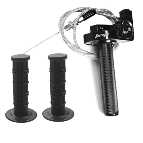 Throttle Grip Motorcycle 22mm CNC Aluminum Quick Twister Throttle Cable + Handlebar Grip for CRF50 CRF70 70 110 70CC 110CC IRBIS 125 250 Dirt Pit Bike Accessories (Black+Grip) - color: Black+grip