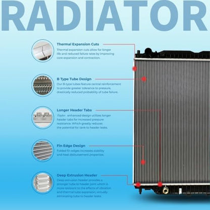 Rayten Radiator Compatible with 1960-1965 Ford Falcon 2.4L 2.8L L6 & 1964-1965 Ford Falcon Sedan Delivery 2.8L 3.3L L6 & 1965-1966 Ford Mustang 2.8L 3.3L L6 & 1960-1965 Mercury Comet 2.8L 3.3L L6 - size: RAD:1463