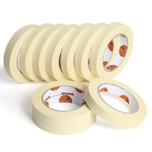 TAPEBEAR General Purpose Masking Tape Beige White 0.7" x 60Yards x 10Rolls - size: 0.7" x 60 Yards