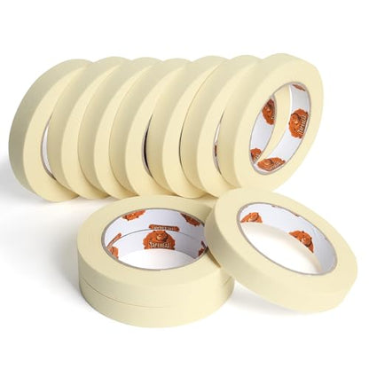 TAPEBEAR General Purpose Masking Tape Beige White 0.7" x 60Yards x 10Rolls - size: 0.7" x 60 Yards