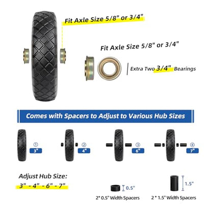GICOOL 4.80/4.00-8" Wheelbarrow Tire, 16" Flat-Free Solid Tire and Wheel, 3-6" Centered Hub, 5/8" & 3/4" Bearing, For Garden Wagon Cart Trolley Dolly (1 Pack) - size: 4.00-8（1 Pack）
