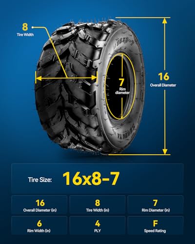 PHILTOP Lawn Mower Golf Cart Turf Tires 16x8-7, 4PR, ATV UTV Tires, Set 2 - color: Z-113 -2PCS, size: 16x8-7