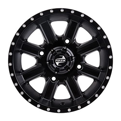 (4 Pack) 4/110 Tusk Cascade Wheel 12x7 5.0 + 2.0 Matte Black For Honda Pioneer 520 2021-2023,2025